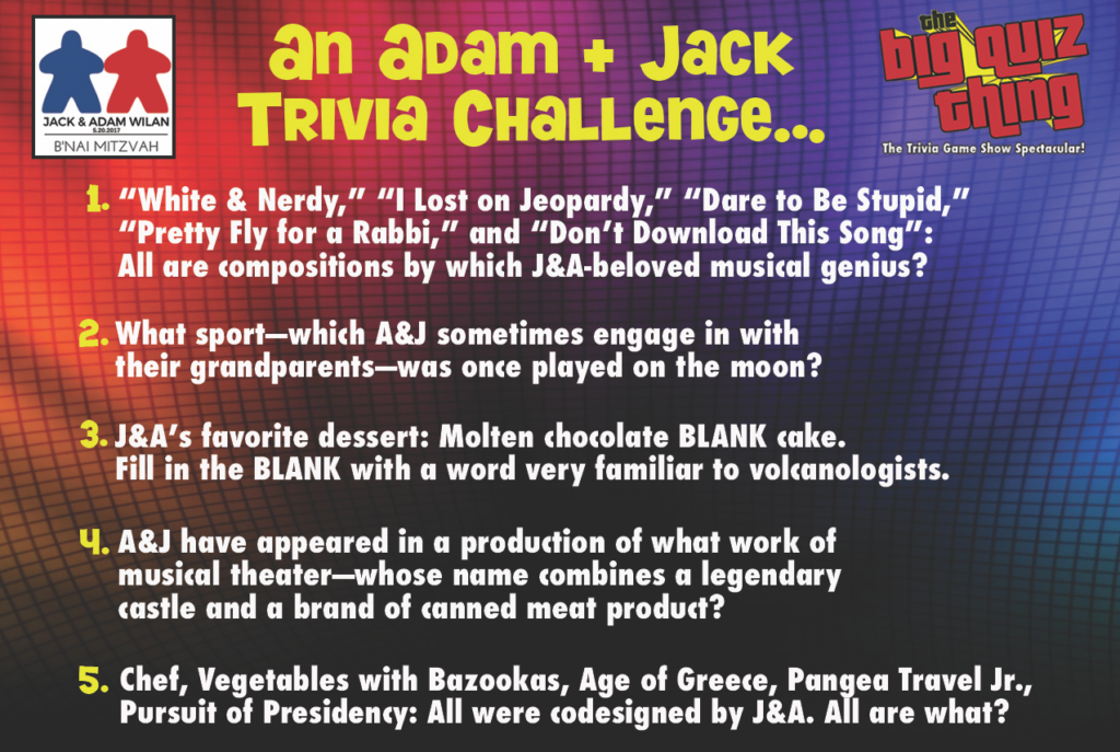 an Adam + Jack trivia challenge